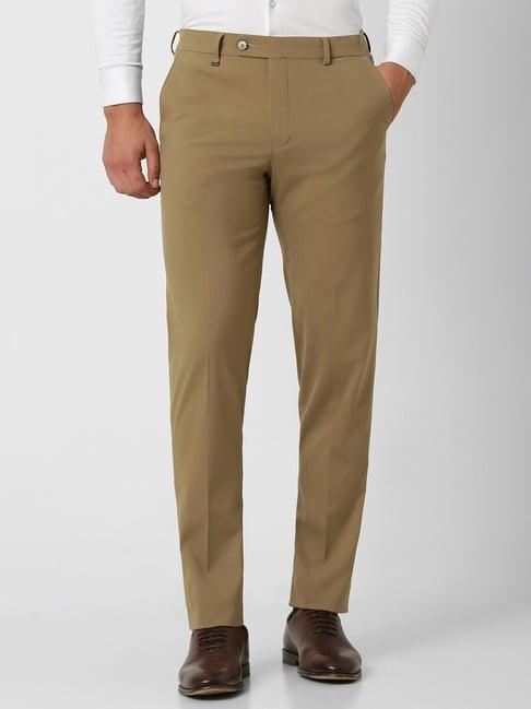 van heusen brown slim fit trousers