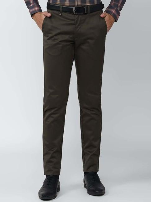 van heusen brown slim fit trousers