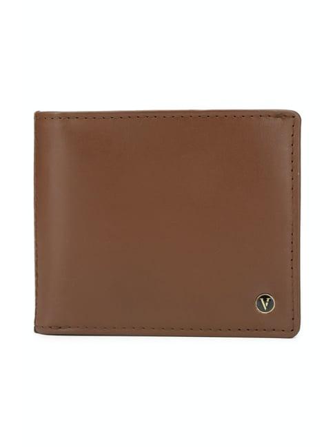 van heusen brown solid bi-fold wallet for men