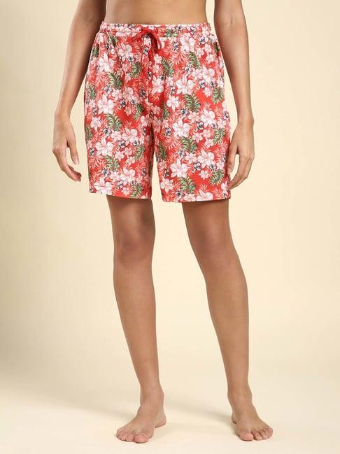 van heusen coral & white floral print shorts