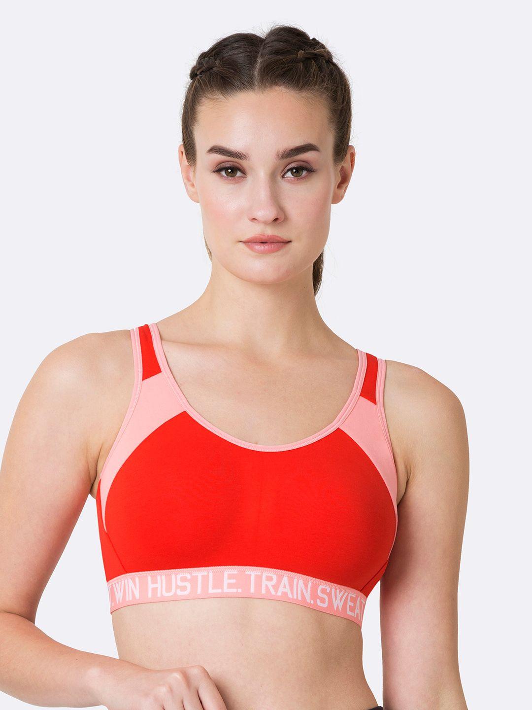 van heusen cotton colourblocked lightly padded workout bra