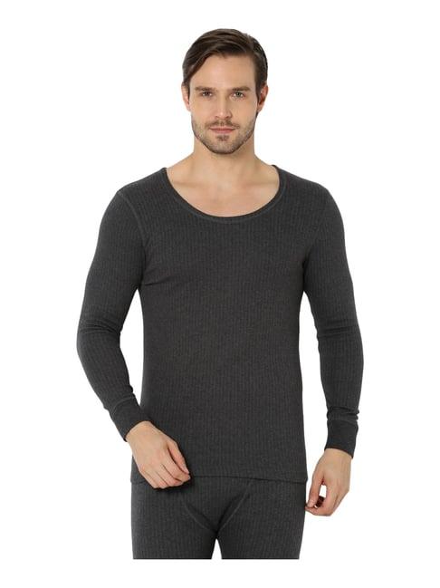 van heusen dark grey cotton slim fit thermal top