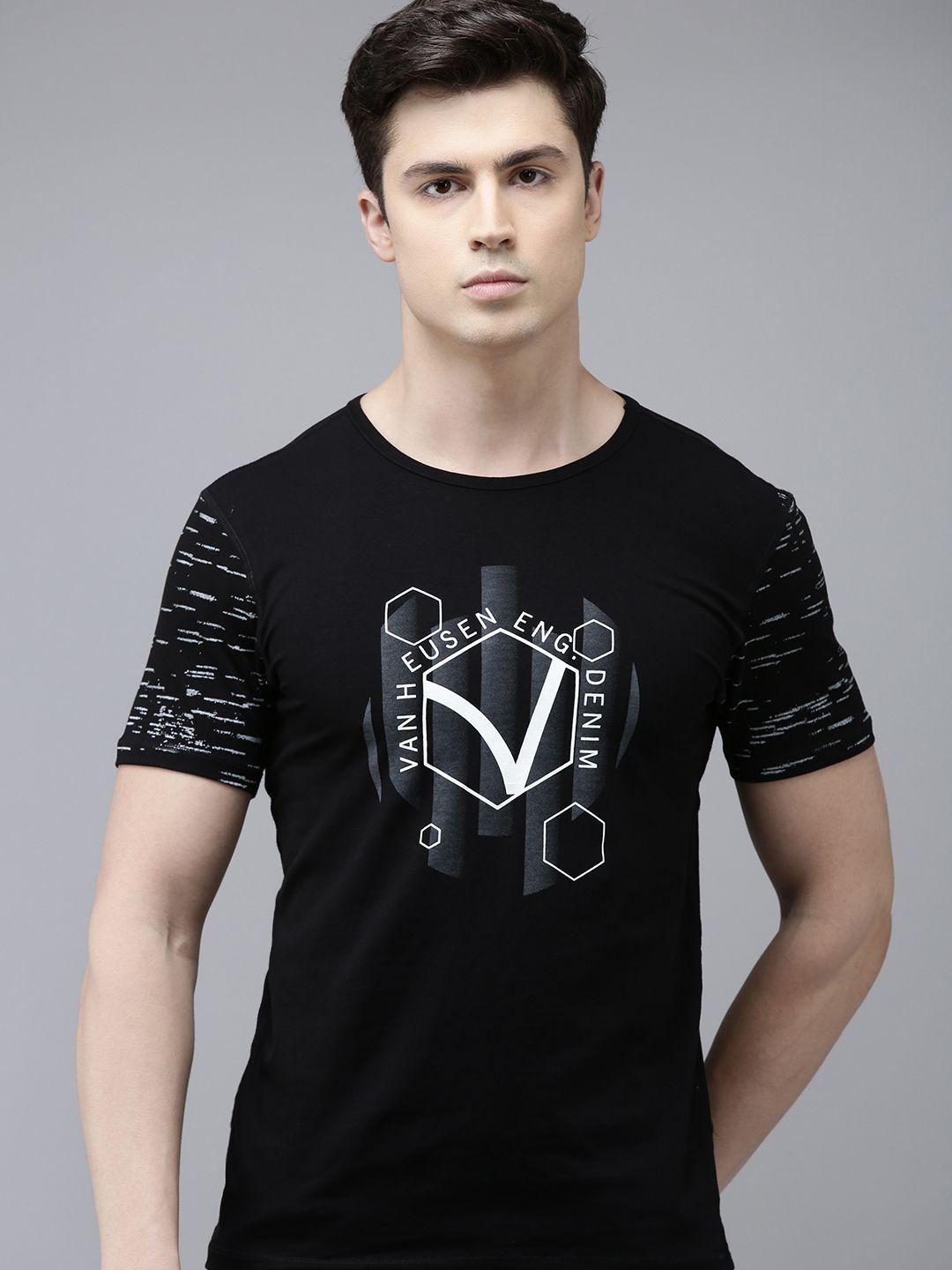 van heusen denim labs men round neck printed pure cotton t-shirt