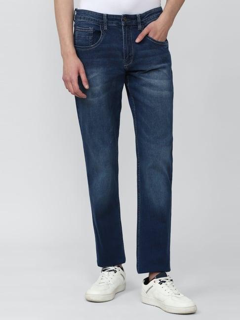 van heusen denim labs navy cotton regular fit jeans