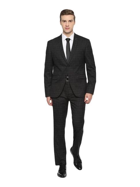 van heusen dot black skinny fit checks two piece suit