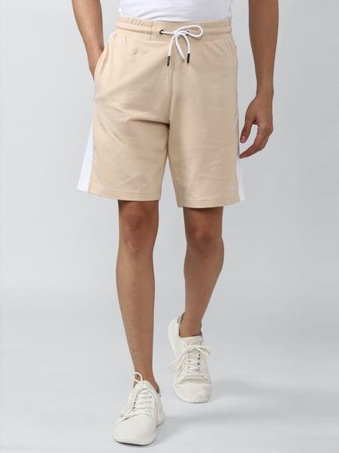 van heusen flex beige regular fit striped shorts