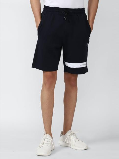 van heusen flex black regular fit printed shorts