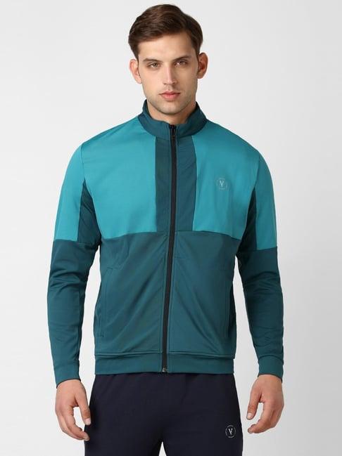 van heusen flex blue regular fit printed jacket