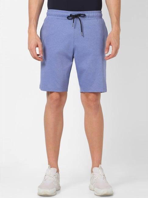 van heusen flex blue regular fit printed shorts