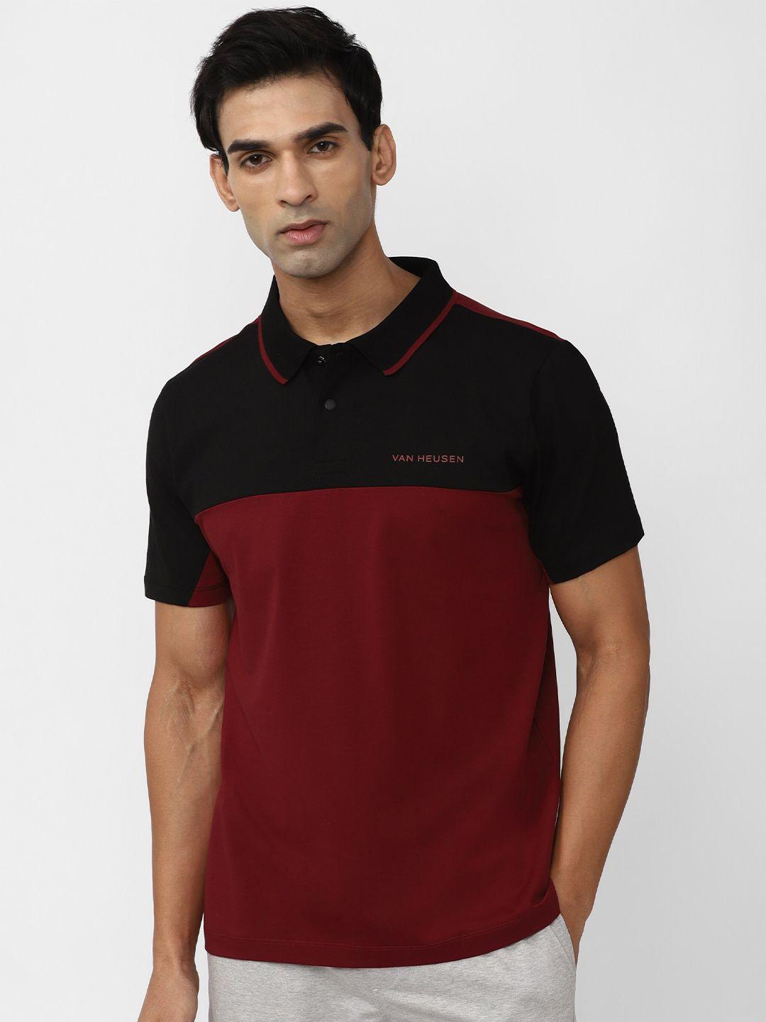 van heusen flex colourblocked polo collar casual t-shirt