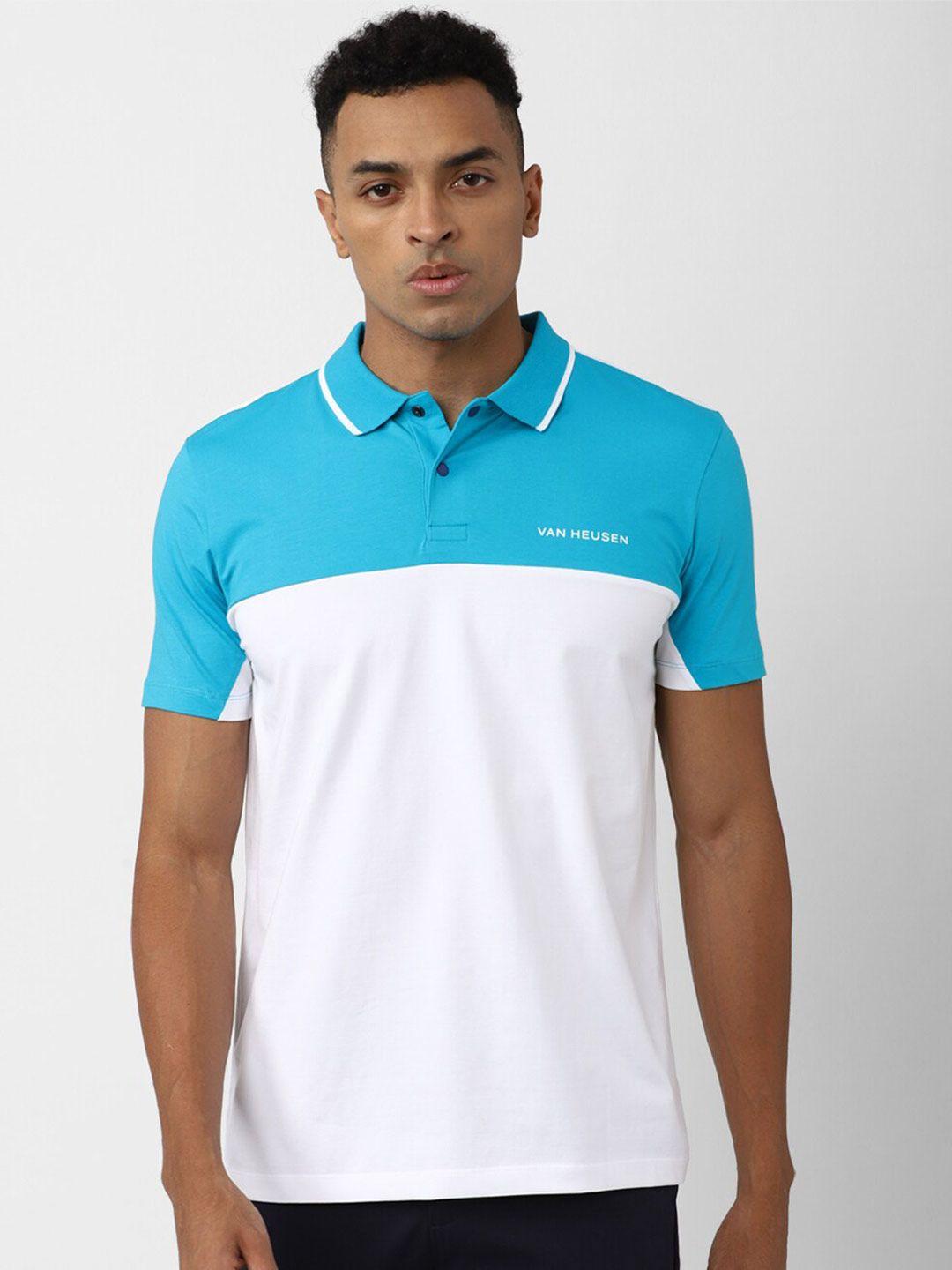 van heusen flex colourblocked polo collar t-shirt