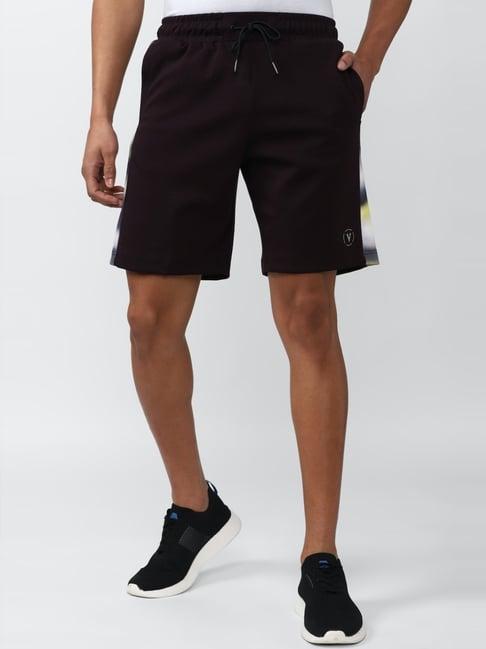 van heusen flex dark brown regular fit self pattern shorts