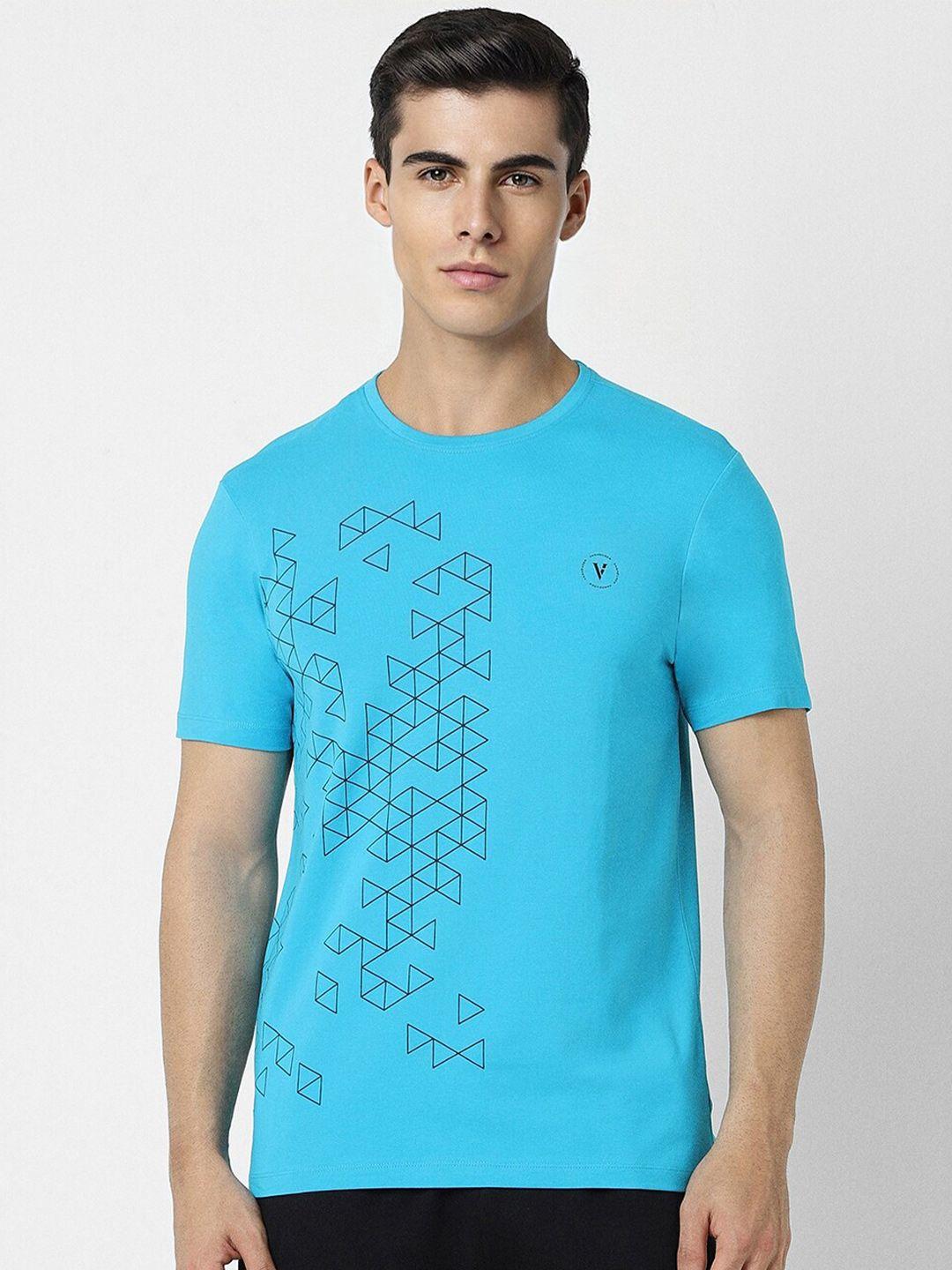 van heusen flex geometric printed crew neck slim fit t-shirt