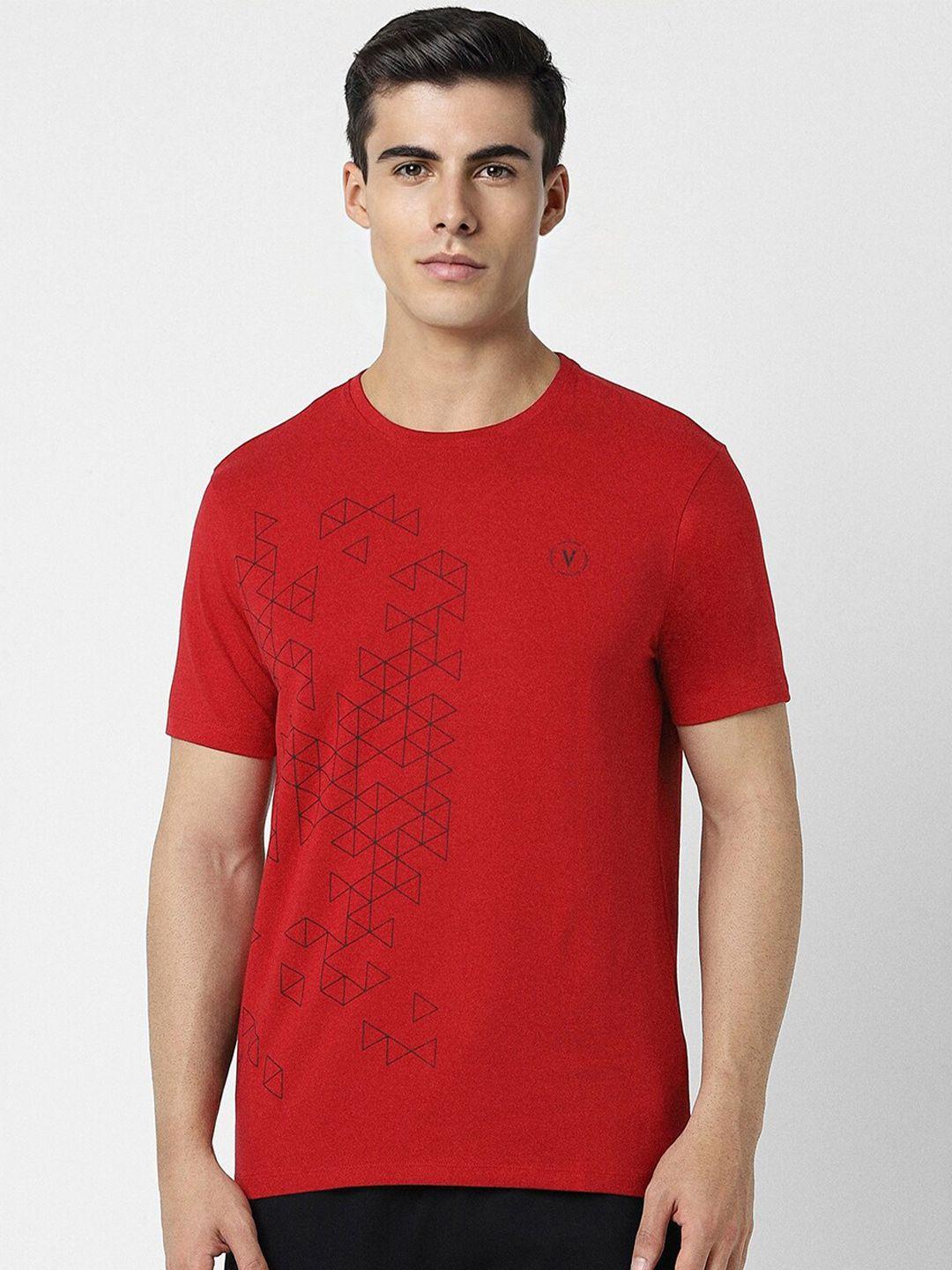 van heusen flex geometric printed slim fit t-shirt