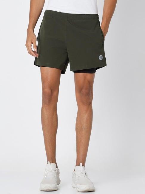 van heusen flex green regular fit shorts