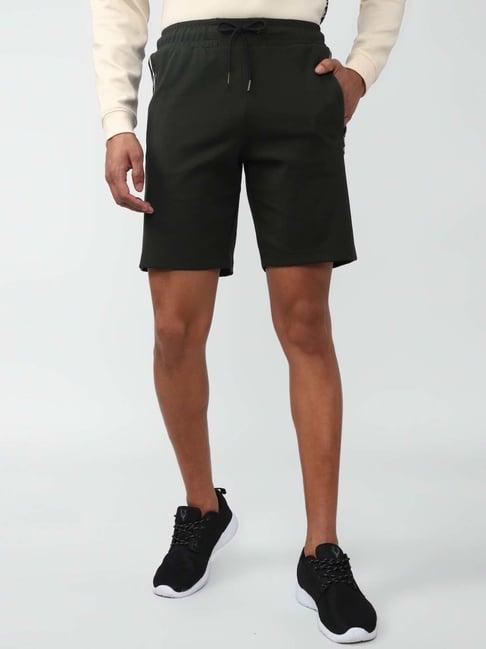 van heusen flex green regular fit striped shorts