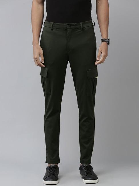 van heusen flex green slim fit cargos