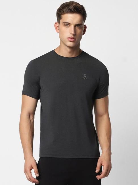 van heusen flex grey cotton slim fit t-shirt