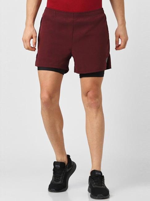 van heusen flex maroon regular fit shorts