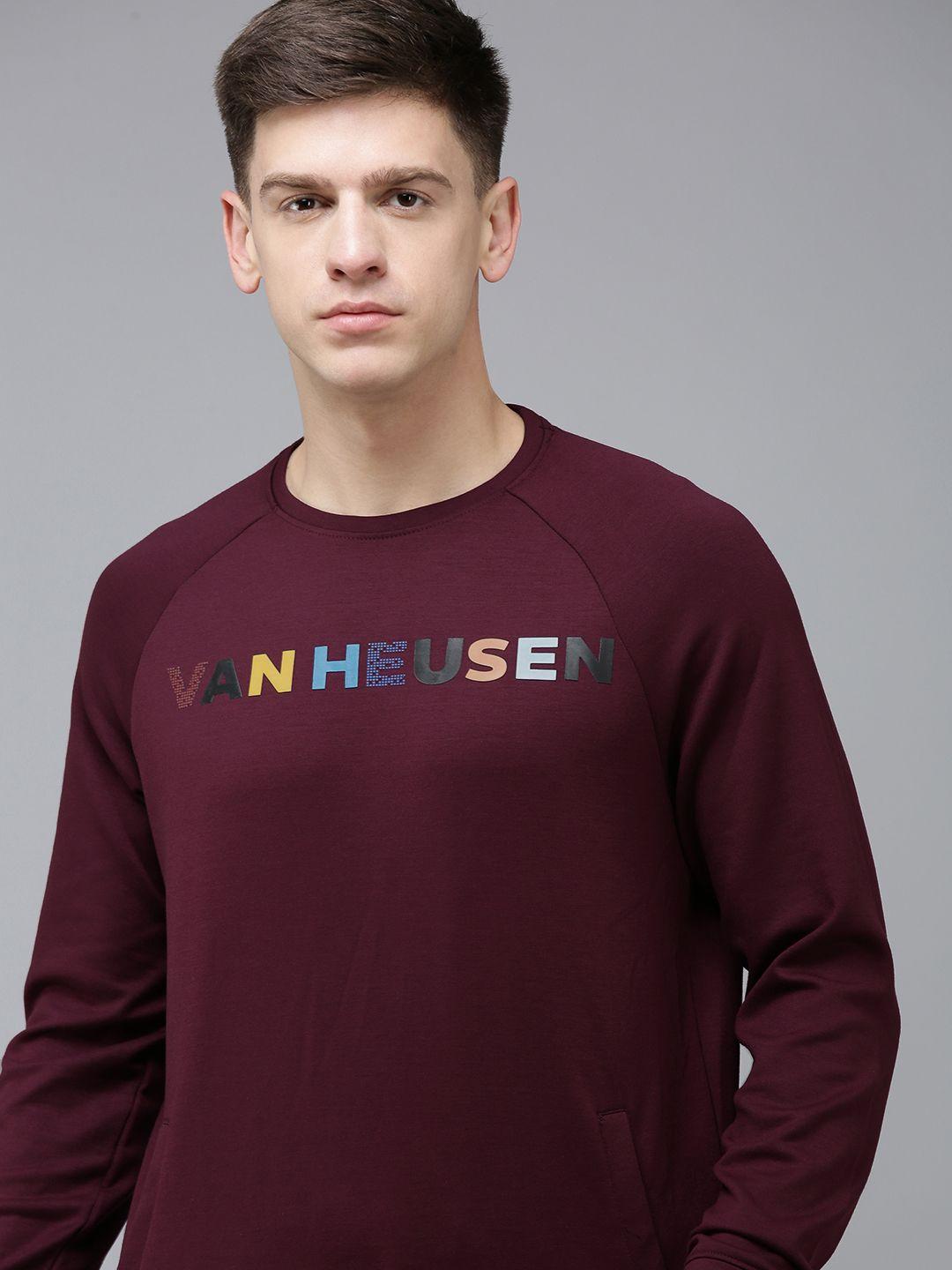 van heusen flex men brand logo printed raglan sleeves sweatshirt