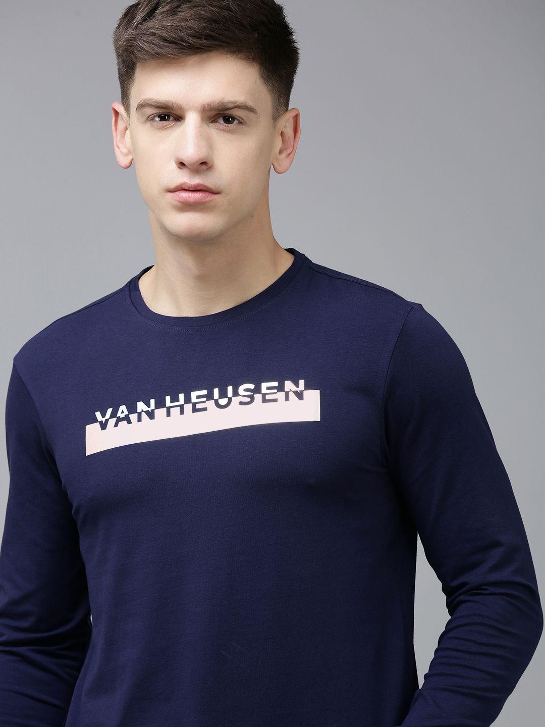 van heusen flex men brand logo printed slim fit t-shirt