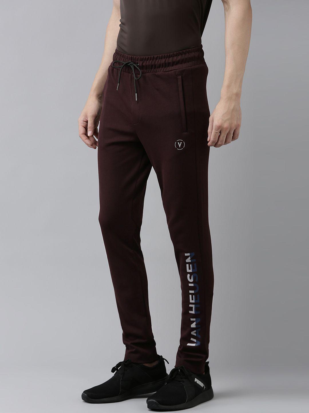 van heusen flex men brand name printed detail slim fit track pants
