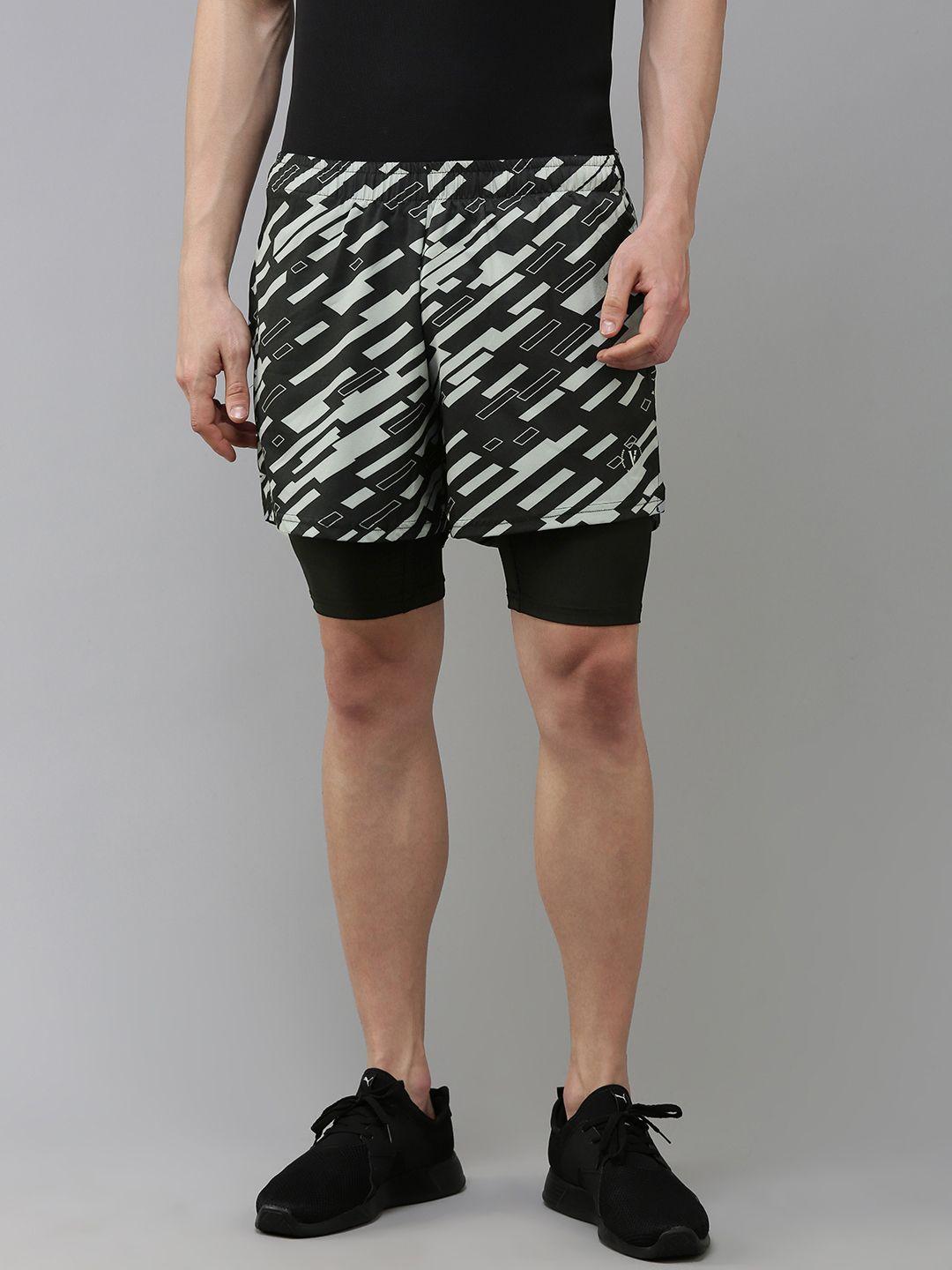 van heusen flex men geometric printed mid-rise sports shorts