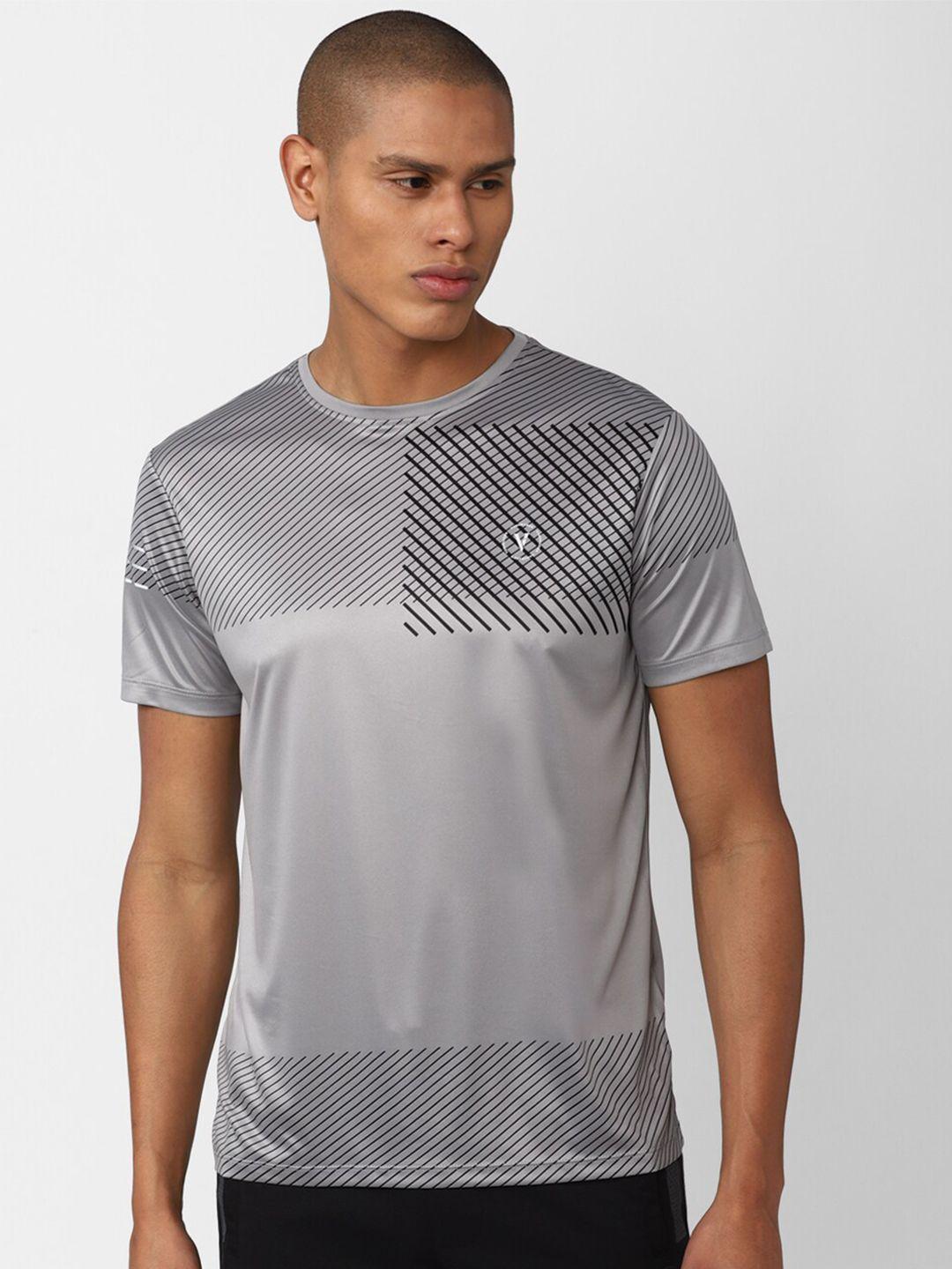van heusen flex men grey geometric printed slim fit t-shirt