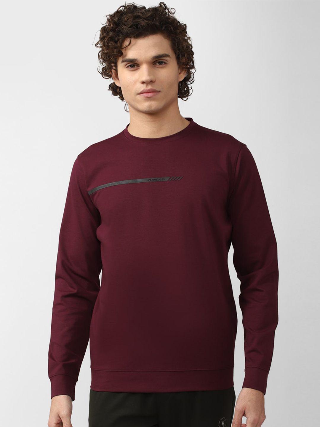 van heusen flex men maroon cotton sweatshirt