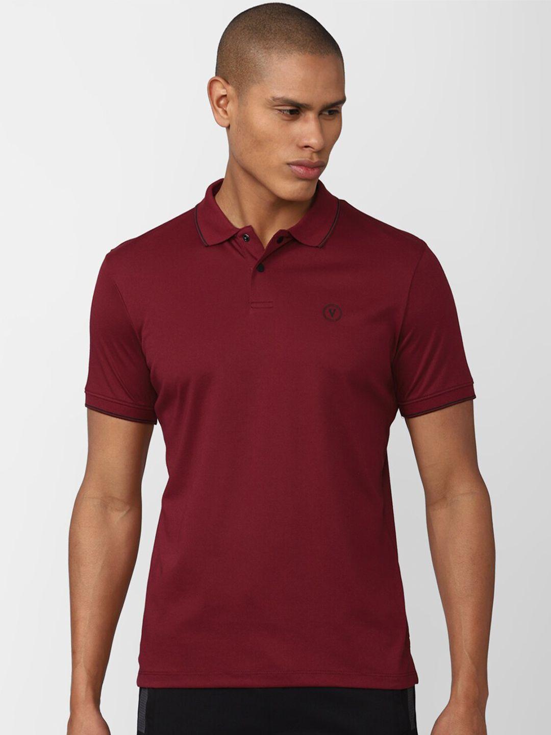 van heusen flex men maroon solid polo collar t-shirt