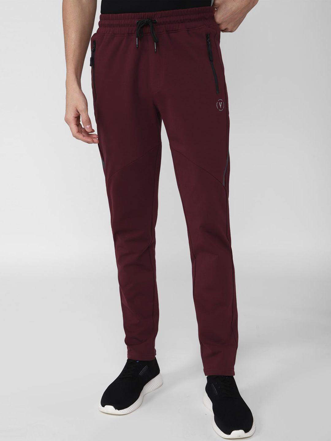 van heusen flex men maroon solid track pants