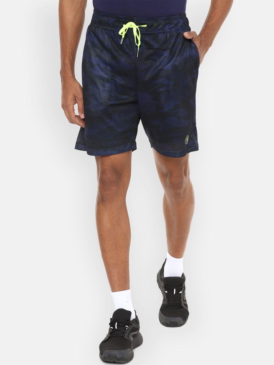 van heusen flex men navy blue printed sports shorts