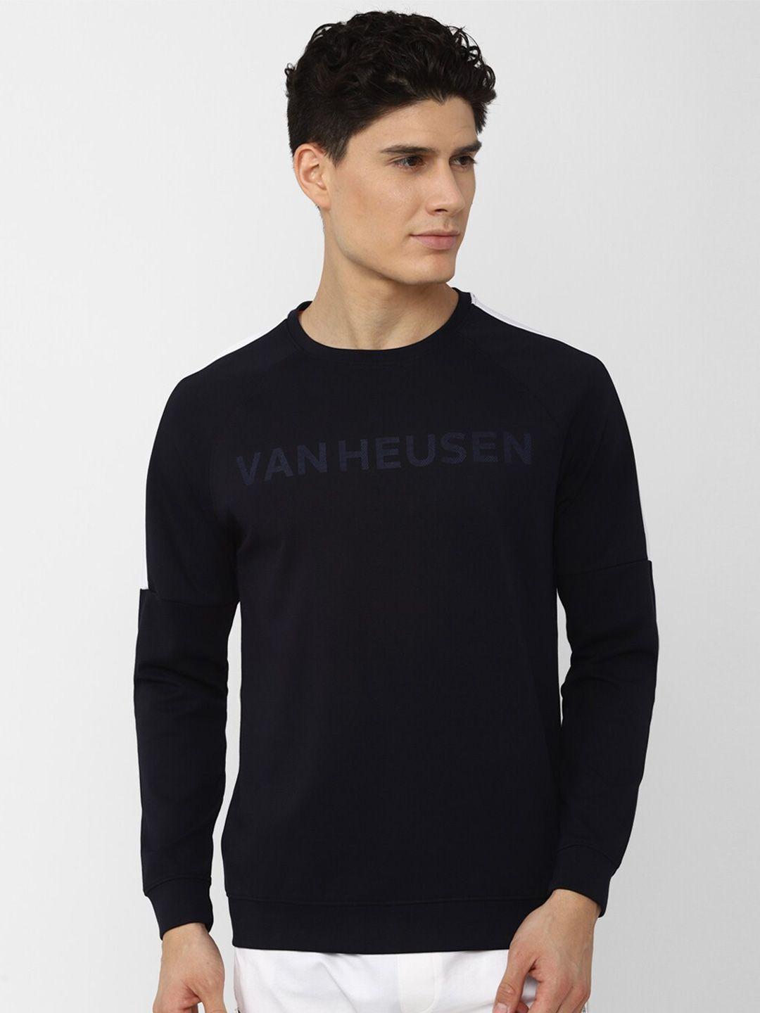 van heusen flex men navy blue printed sweatshirt