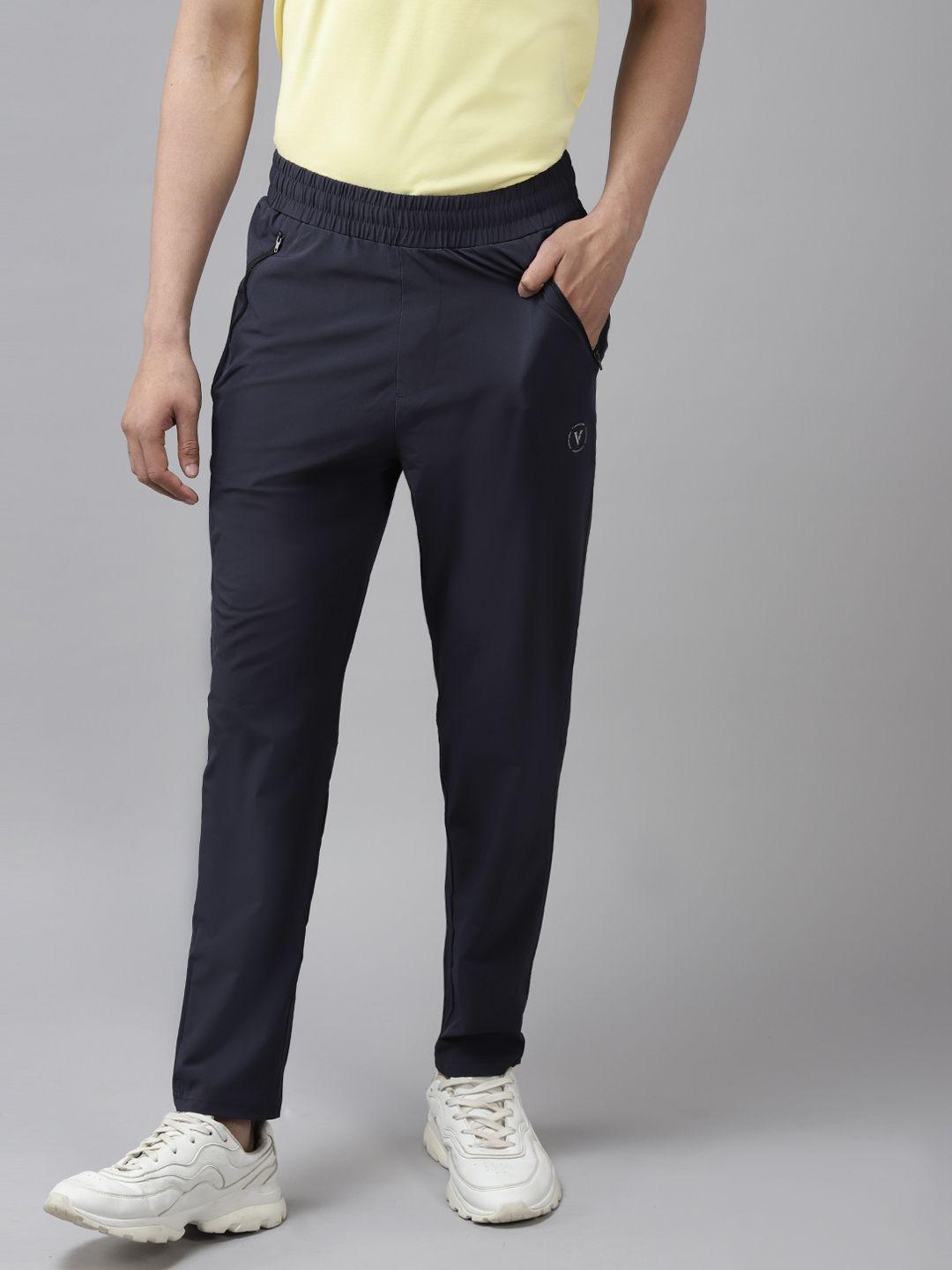 van heusen flex men navy blue solid active fit track pants