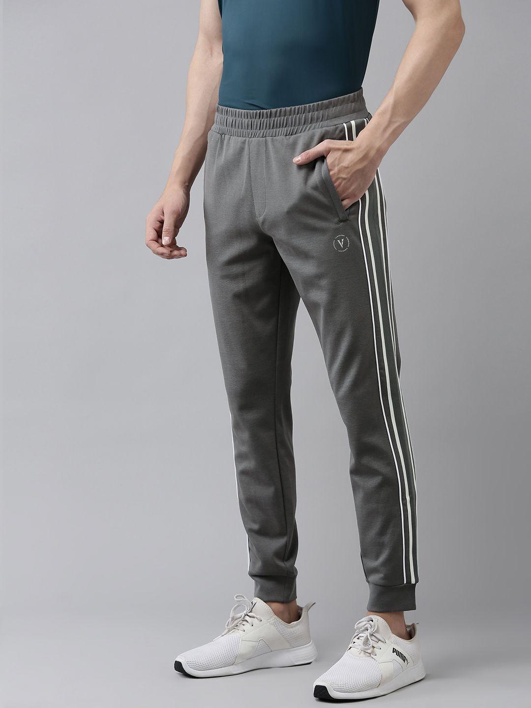 van heusen flex men slim fit joggers with striped detail