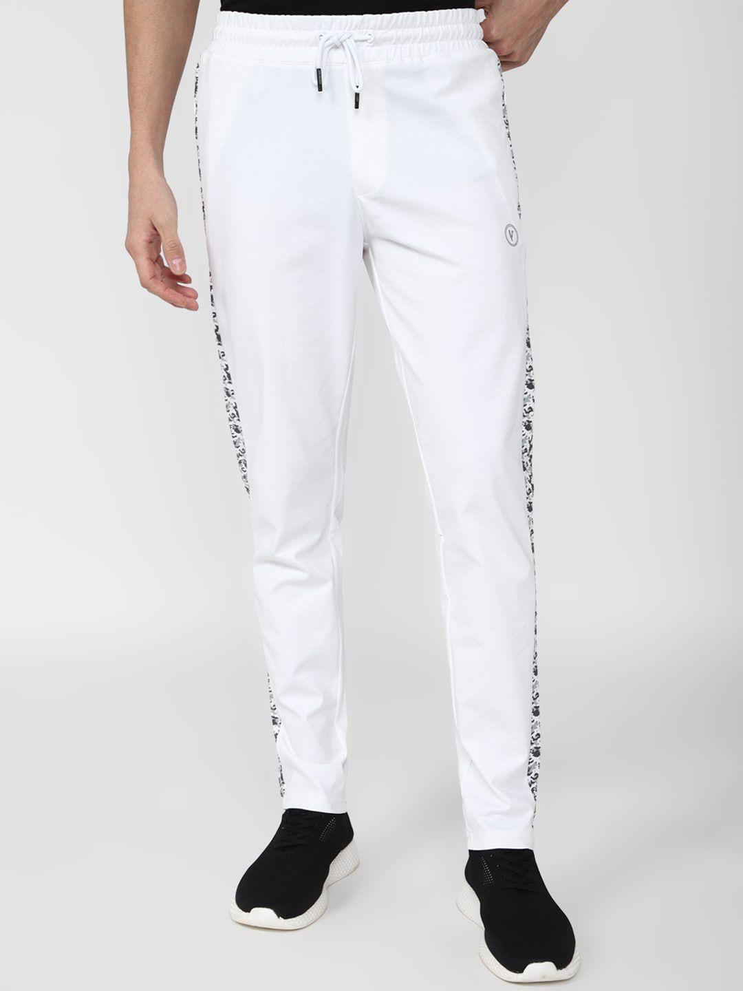 van heusen flex men white solid slim fit track pants