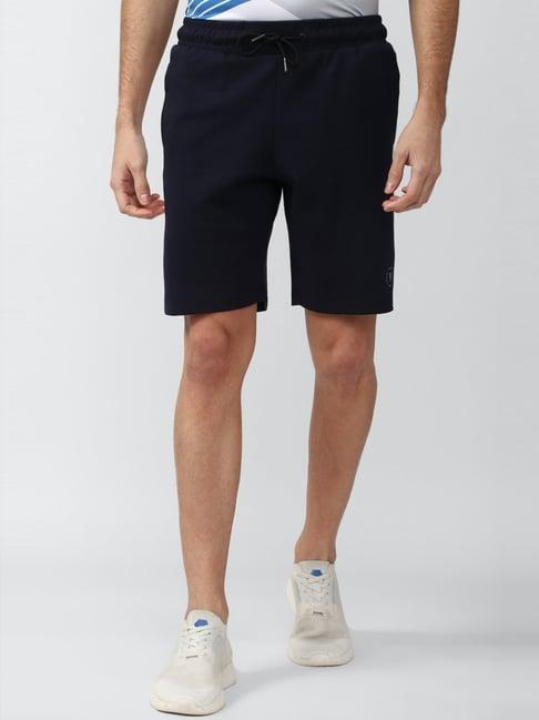 van heusen flex navy blue regular fit shorts