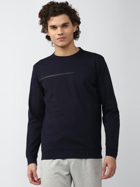 van heusen flex navy blue regular fit sweatshirt
