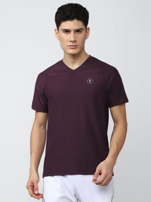 van heusen flex purple slim fit striped t-shirt