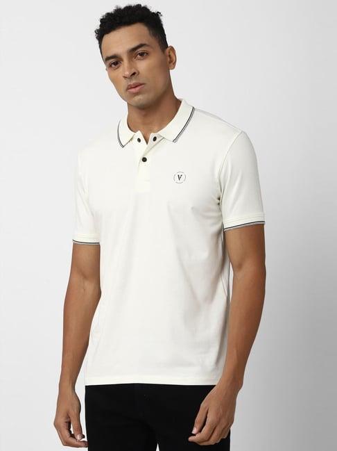 van heusen flex white cotton regular fit polo t-shirt