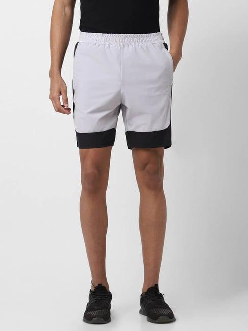 van heusen flex white regular fit colour block shorts