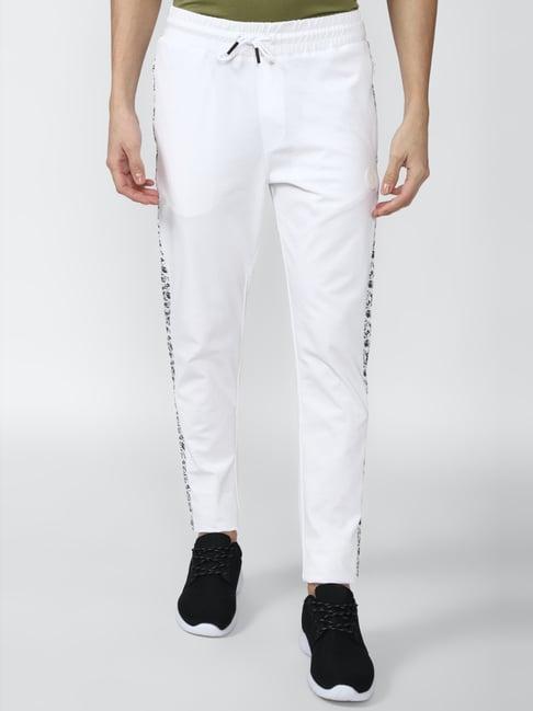 van heusen flex white slim fit printed trackpants