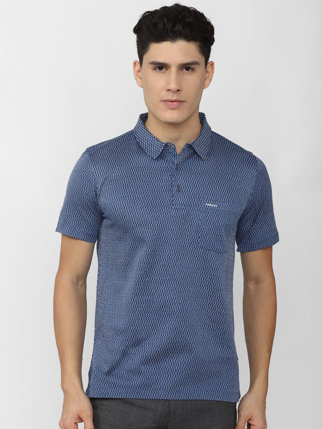 van heusen geometric printed polo collar pure cotton t-shirt