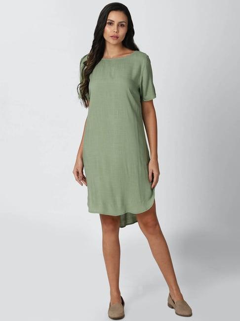 van heusen green above knee tunic dress