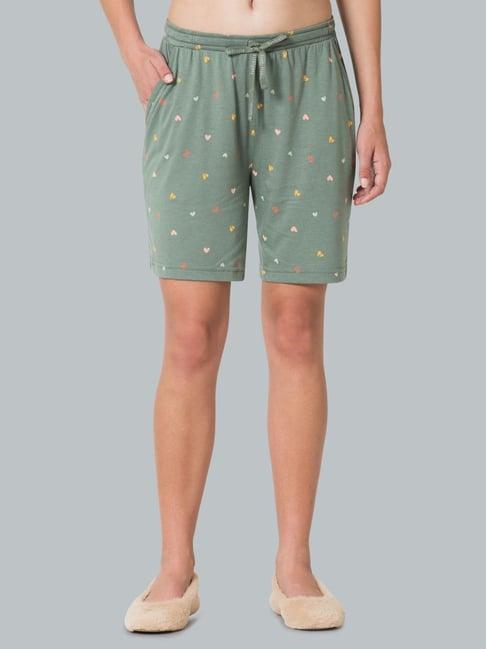 van heusen green cotton printed shorts