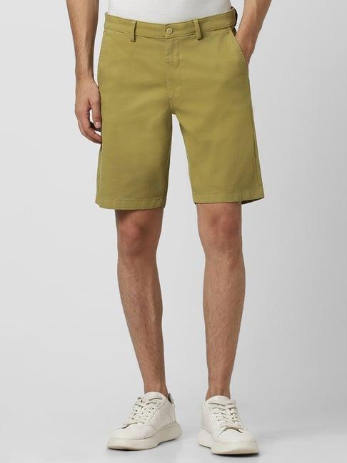 van heusen green cotton regular fit shorts