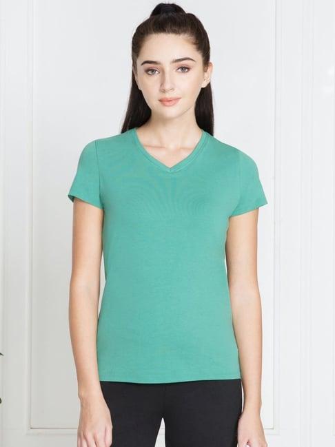 van heusen green cotton regular fit t-shirt