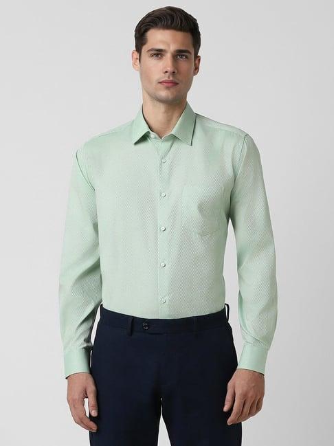 van heusen green cotton regular fit texture shirt