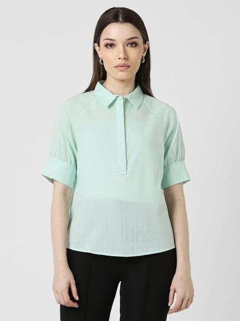 van heusen green cotton striped top