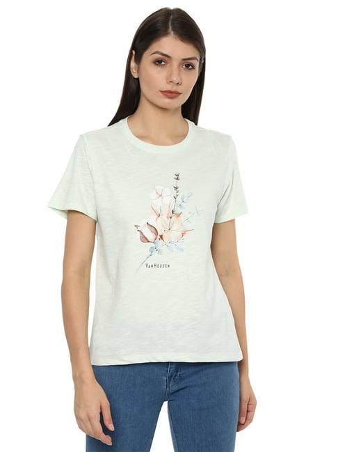 van heusen green floral print t-shirt